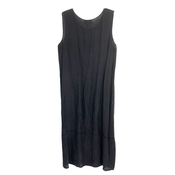 Vintage 90's David Dart Plus Sz 1X Black Linen Maxi Tank Dress Pickstitch Detail - Picture 7 of 8